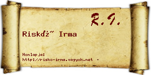 Riskó Irma névjegykártya